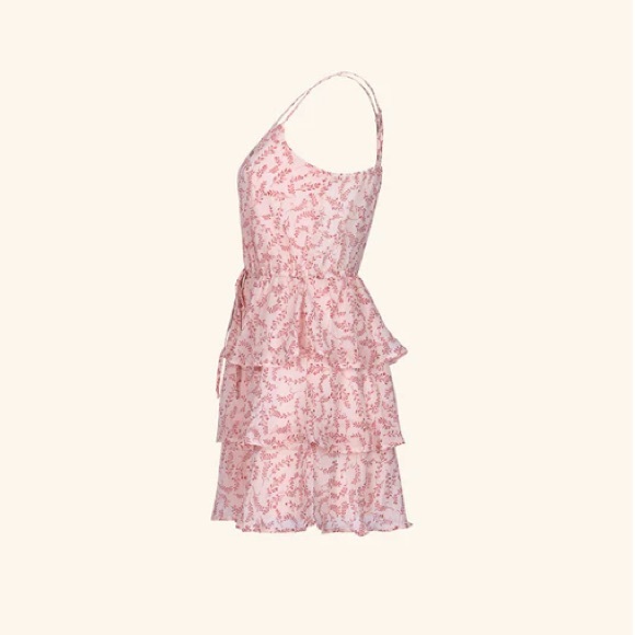 Pink Floral Ruffle Tier Dress - Picture 2 of 7